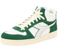 Diadora Chaussures de Gymnastique Unisexes Magic Basket Demi Cut en Daim, Feuille Blanche Verte, 46 EU