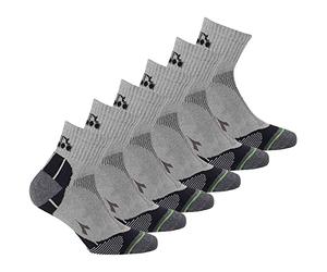 Diadora Lot de 6 paires de chaussettes de sport unisexes avec logo, gris, 39-42