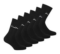 Diadora Lot de 6 paires de chaussettes unisexes en coton avec logo uni, Noir , 39-42