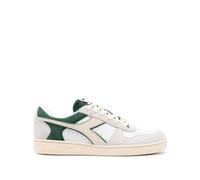 Diadora Magic Basket Low Suede Leather, Baskets Unisexe-Adulte, White/FOGLIAGE Green, 46 EU, White Feuille Green, 46 EU