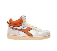Diadora Mixte Magic Basket Demi Cut Suede Leather Chaussure de Gymnastique, Super White Persimmon Orange, 45.5 EU
