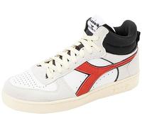 Diadora Mixte Magic Basket Demi Cut Suede Leather Chaussure de Gymnastique, White Ferrari Red Italy, 44.5 EU