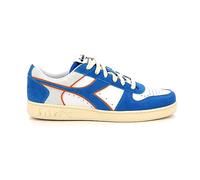 Diadora Mixte Magic Basket Low Suede Leather Chaussure de Gymnastique, Bleu Roi/Blanc, 37 EU