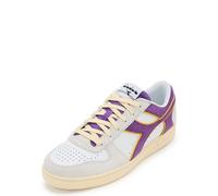 Diadora Mixte Magic Basket Low Suede Leather Chaussure de Gymnastique, White Deep Lavander Violet, 42.5 EU
