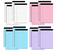 DIAEMI Lot de 16 petits blocs-notes légaux de 12,7 x 20,3 cm, papier ligné épais 80 g/m², 50 feuilles de papier ligné pour collège (4 couleurs)