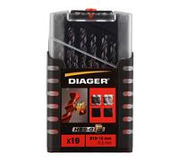 DIAGER - Forets HSS G3 revêtu TialN - Coffret de 19 forets - Résiste à l'échauffement - Durée de vie améliorée - diamètre 1 à 10mm / 0,5mm, Marron