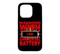 Diagnostic Amusant diagnostiqué avec Une Batterie Sociale Faible Coque pour iPhone 15 Pro