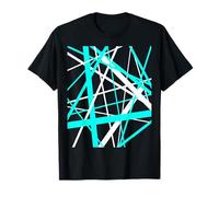 Diagonal Dynamics Aqua-Blue et Blanc T-Shirt