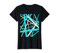 Diagonal Dynamics Aqua-Blue et Blanc T-Shirt Graphique avec Valeur, Femme, Noir, XL
