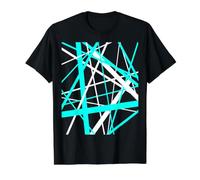 Diagonal Dynamics Aqua-Blue et Blanc T-Shirt Graphique avec Valeur, Homme, Noir, XL