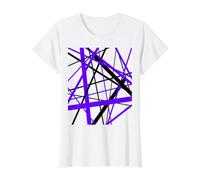 Diagonal Dynamics Bleu et Noir T-Shirt Graphique avec Valeur, Femme, Blanc, XL