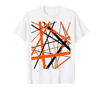 Diagonal Dynamics Orange et Noir T-Shirt Graphique avec Valeur, Homme, Blanc, L