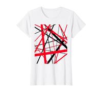 Diagonal Dynamics Rouge et Noir T-Shirt Graphique avec Valeur, Femme, Blanc, XL