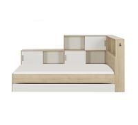 GAMI Lit enfant avec rangement 90x200 cm - Décor châtaignier naturel - L 221 x P 120 x H 104 cm - ARMEL