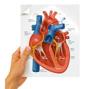 Diagramme cardiaque effaçable à sec, tableau d'anatomie cardiaque de 22,9 x 30,5 cm, outil d'éducation des médecins et infirmiers, autocollant, aimant, options pour ordinateur portable, surface