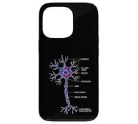 Diagramme cellulaire du Cerveau étiqueté sur l'anatomie des neurones de neurobiologie Coque pour iPhone 13 Pro