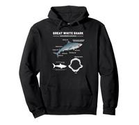 Diagramme d'anatomie du Grand Requin Blanc Graphique Marin Science de l'océan Sweat à Capuche