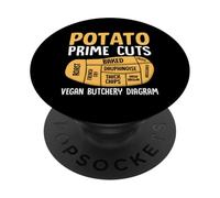 Diagramme de boucherie végétalienne de Pommes de Terre Prime Cuts PopSockets PopGrip Adhésif