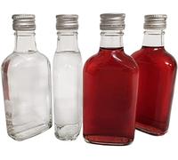 DIAH DO IT AT HOME Lot de 10 mini bouteilles vides en verre transparent avec bouchons à vis hermétiques en métal argenté pour brassage maison, gin, vodka, spiritueux, liqueurs, huiles et cadeaux de