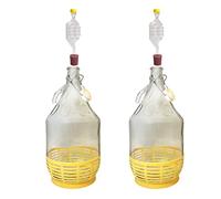 DIAH DO IT AT HOME Lot de 2 fermenteurs Demijohn en verre de 5 L avec sas et bouchon en caoutchouc - Carboy transparent pour brassage maison du vin, du cidre, de l'hydromel, du kombucha et de la bière