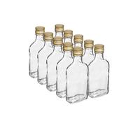 DIAH DO IT AT HOME Lot de 20 bouteilles en verre de 200 ml avec bouchons à visser en métal (couvercles à visser) - Home Brewing Gin, Huile, Vinaigre, Vodka - (20 x 200 ml + bouchons à vis dorés)