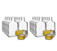 DIAH DO IT AT HOME Lot de 24 bouteilles en verre de 100 ml avec bouchons à visser dorés - Bouteilles à spiritueux miniatures vides pour cadeaux de mariage, liqueur maison, échantillons de sloe gin et