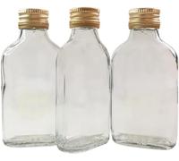 DIAH DO IT AT HOME Lot de 50 bouteilles vides en verre de 100 ml avec bouchons à visser dorés pour le stockage du vin, du gin, du brassage maison