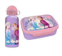 Diakakis Disney La Reine des Neiges Boîte à déjeuner pour enfants - Boîte à sandwich et bouteille d'eau en aluminium de 500 ml - Ensemble repas pour l'école, les voyages, sans BPA