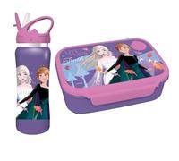 Diakakis Disney La Reine des Neiges Ensemble boîte à déjeuner pour enfants - Boîte à sandwich et bouteille d'eau en acier inoxydable de 500 ml - Ensemble repas pour l'école, les voyages, sans BPA