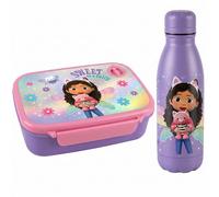 Diakakis Gabby's Dollhouse Ensemble boîte à déjeuner et bouteille d'eau en aluminium sans BPA pour garçons et filles, boîte à sandwich de 800 ml et bouteille de 500 ml pour l'école, les voyages et les