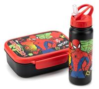 Diakakis Spiderman Boîte à déjeuner pour enfants - Boîte à sandwich et bouteille d'eau en acier inoxydable de 500 ml - Ensemble repas pour l'école, les voyages, sans BPA
