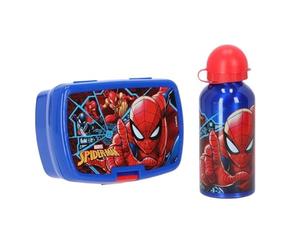 Diakakis Spiderman Ensemble repas pour enfants - Boîte à sandwich et bouteille d'eau en aluminium de 500 ml - Ensemble repas de voyage scolaire, sans BPA, motif Spiderman