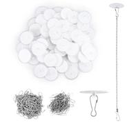 Diakey Lot de 100 crochets adhésifs de plafond avec 200 crochets métalliques et 50 chaînes - 3 cm - Crochets amovibles transparents pour décoration murale de mariage, d'anniversaire, de Noël
