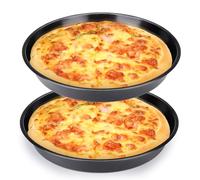 Diakey Lot de 2 plaques à pizza pour four, plaque à pizza profonde, en acier au carbone antiadhésif, plaques de cuisson rondes, 31,5 cm