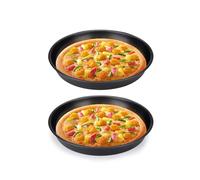 Diakey Lot de 2 plaques à pizza rondes pour four, plaque à pizza profonde, en acier au carbone antiadhésif, 21,5 cm