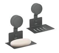 Diakey Lot de 2 porte-savon à ventouse pour douche, support mural auto-drainant, sans perçage, pour salle de bain, baignoire, évier de cuisine, gris