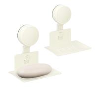 Diakey Lot de 2 porte-savon à ventouse pour douche, support mural auto-drainant, sans perçage, pour salle de bain, baignoire, évier de cuisine, blanc cassé