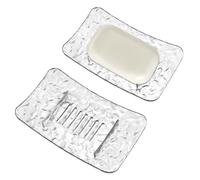 Diakey Lot de 2 porte-savon avec drainage, moderne et luxueux, pour douche, salle de bain, évier, cuisine, toilettes, transparent