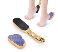 Diakey Lot de 2 râpes en verre Nano pour callosités, peaux mortes, talons fissurés, outils de pédicure professionnels, doré