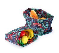 Diakey Lot de 2 sacs en cire d'abeille réutilisables pour pain faits maison, pour levain, sandwich, fromage, fruits, collation, feuilles