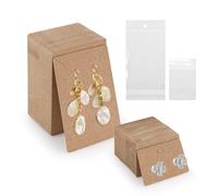 Diakey Lot de 200 cartes de boucles d'oreilles avec sacs, 2 tailles, 200 cartes de présentation de boucles d'oreilles avec 200 sacs, étiquettes en carton pour emballage de clous d'oreilles, colliers