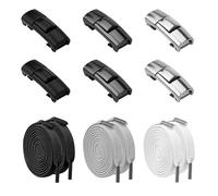 Diakey Lot de 3 paires de lacets élastiques pour chaussures de sport sans nœud - Lacets plats sans nœud pour adultes - Noir blanc gris, Pinces 3 couleurs