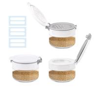 Diakey Lot de 3 pots à épices pour sel et poivre, anti-encrassement, couvercle hermétique, pots à épices en verre avec 2 tailles de trou et étiquettes, 85 ml