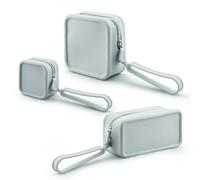 Diakey Lot de 3 trousses de maquillage en silicone souple et imperméable avec dragonne, fermeture éclair incassable, trousse de toilette pour femme, gris, Trousse de maquillage
