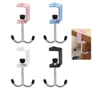 Diakey Lot de 4 crochets de sac à main en métal pour table, porte-sac à dos, casque, parapluie, porte-sac en métal sous le bureau