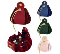 Diakey Lot de 4 sacs à dés, pochette à cordon de serrage avec bouton pression, sac de rangement en cuir velours pour dés DND, idéal pour bijoux, pièces de monnaie, petits cadeaux
