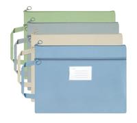 Diakey Lot de 4 sacs à documents B4 étanches avec poignée, double poche zippée en toile, porte-documents, avec poche pour cartes, pour livre, projet, bureau, voyage, B4