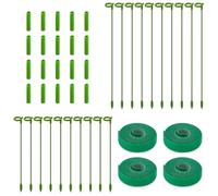 Diakey Lot de 40 petits piquets de support pour plantes avec 4 rouleaux de ruban adhésif de jardin, piquets à orchidée de 27 cm et 37 cm, tiges réglables à tige unique pour intérieur et extérieur