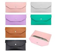 Diakey Lot de 6 enveloppes pour espèces, organiseur de billets, pochette réutilisable en cuir synthétique, portefeuille fin pour économiser de l'argent, les reçus, les factures
