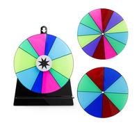Diakey Roue de prix rotative de 15 cm avec 3 roues, roulette de table colorée avec support pour fête, salon, carnaval (12 + 10 + 8 emplacements)